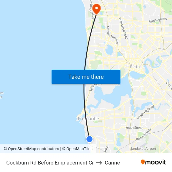 Cockburn Rd Before Emplacement Cr to Carine map