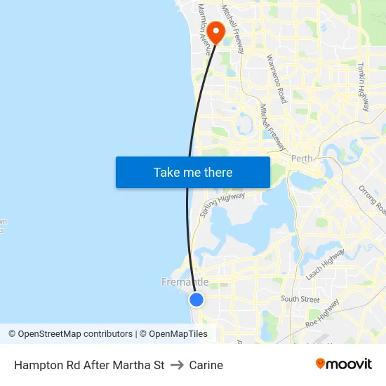Hampton Rd After Martha St to Carine map