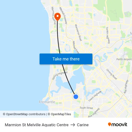 Marmion St Melville Aquatic Centre to Carine map