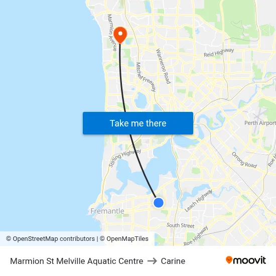 Marmion St Melville Aquatic Centre to Carine map