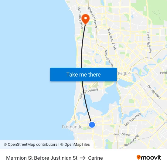 Marmion St Before Justinian St to Carine map