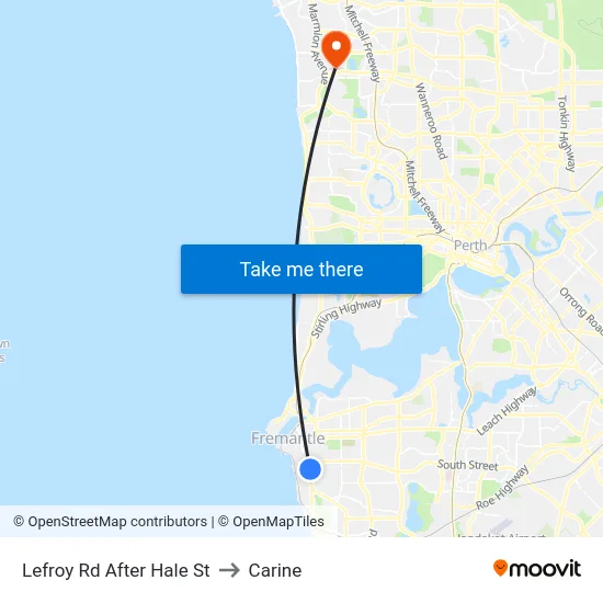 Lefroy Rd After Hale St to Carine map