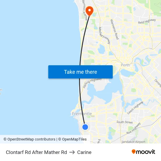Clontarf Rd After Mather Rd to Carine map