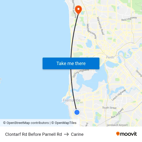 Clontarf Rd Before Parnell Rd to Carine map