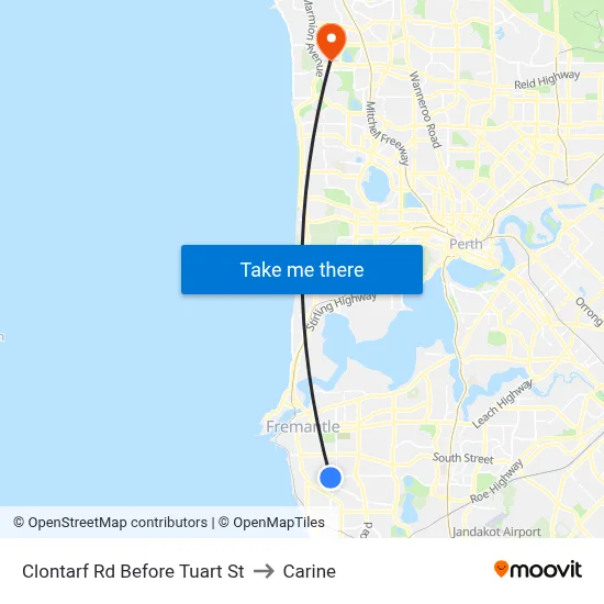 Clontarf Rd Before Tuart St to Carine map