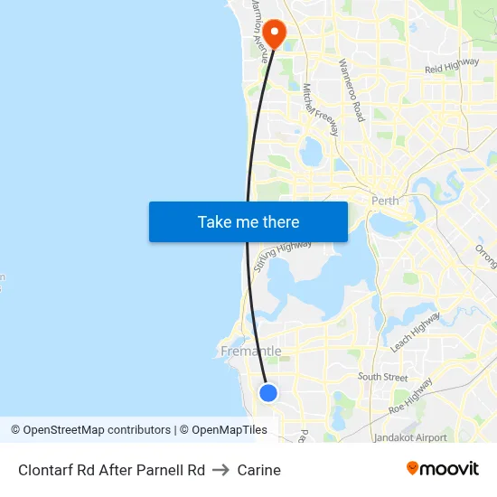 Clontarf Rd After Parnell Rd to Carine map