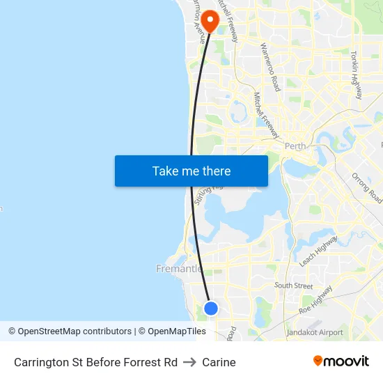 Carrington St Before Forrest Rd to Carine map