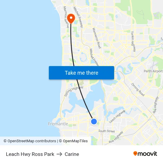 Leach Hwy Ross Park to Carine map