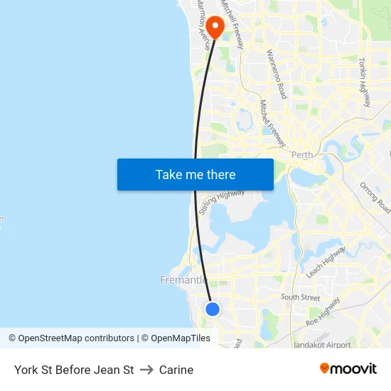 York St Before Jean St to Carine map