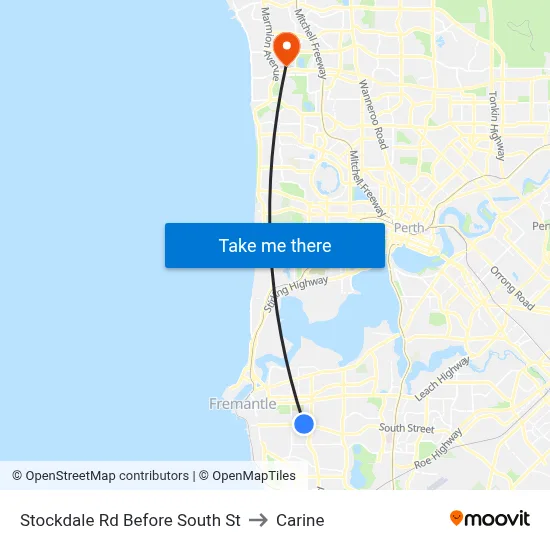 Stockdale Rd Before South St to Carine map