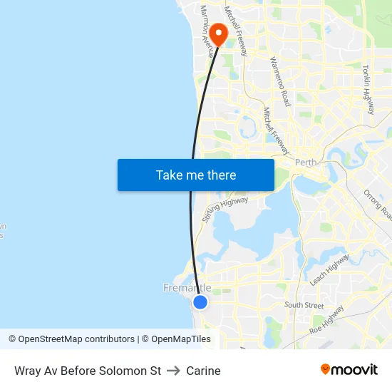 Wray Av Before Solomon St to Carine map