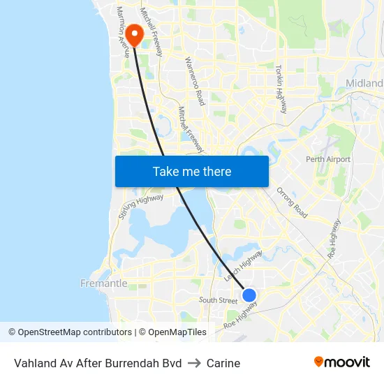 Vahland Av After Burrendah Bvd to Carine map