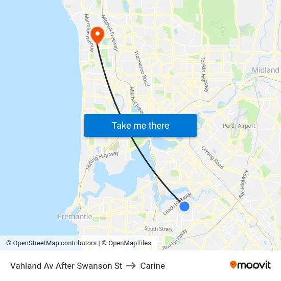 Vahland Av After Swanson St to Carine map
