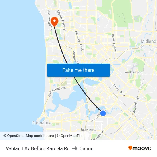 Vahland Av Before Kareela Rd to Carine map