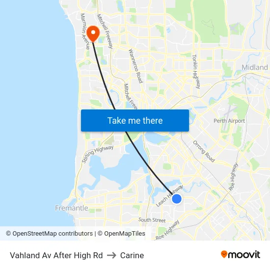 Vahland Av After High Rd to Carine map
