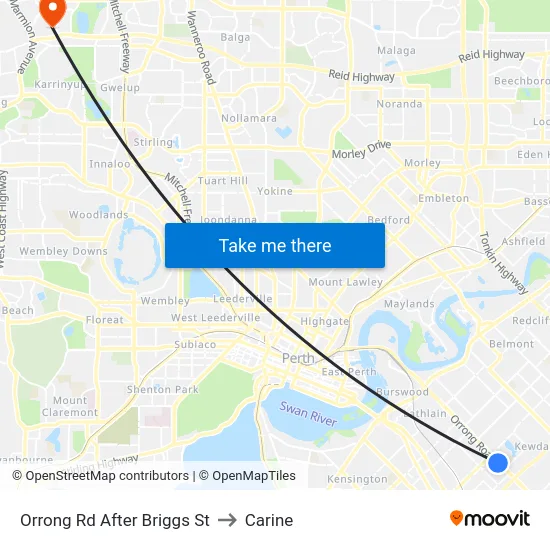 Orrong Rd After Briggs St to Carine map