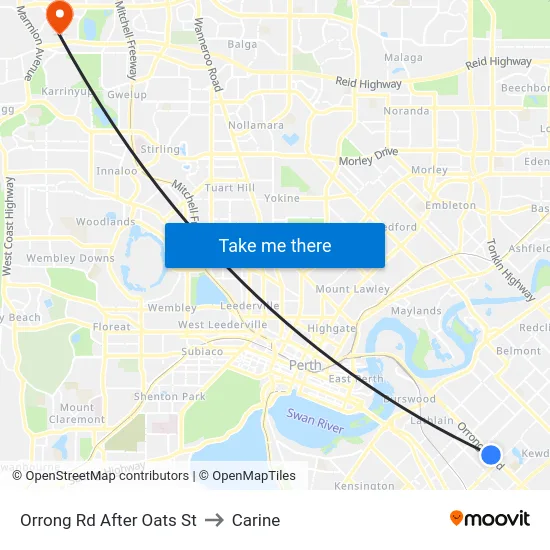 Orrong Rd After Oats St to Carine map