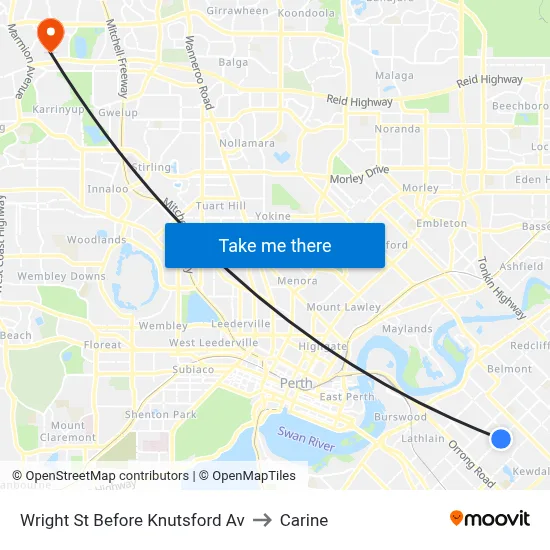 Wright St Before Knutsford Av to Carine map