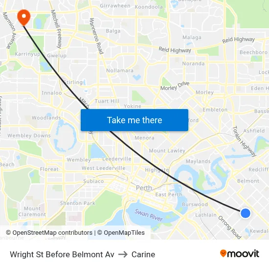 Wright St Before Belmont Av to Carine map