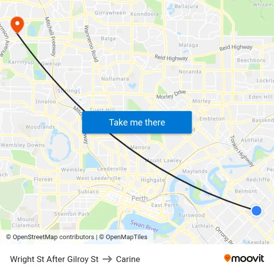 Wright St After Gilroy St to Carine map