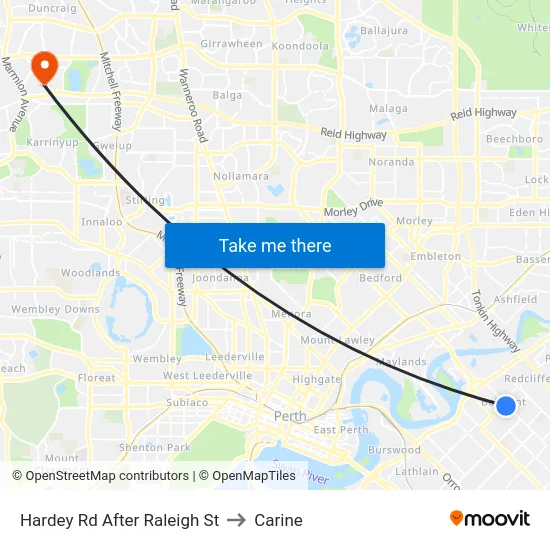 Hardey Rd After Raleigh St to Carine map