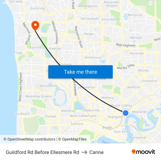 Guildford Rd Before Ellesmere Rd to Carine map