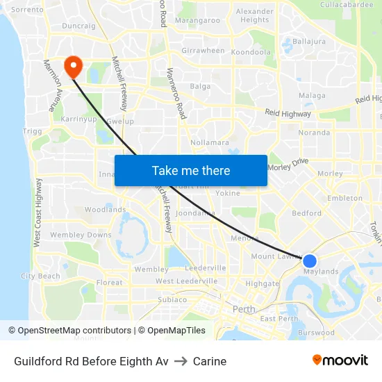 Guildford Rd Before Eighth Av to Carine map
