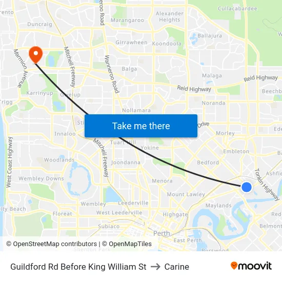 Guildford Rd Before King William St to Carine map