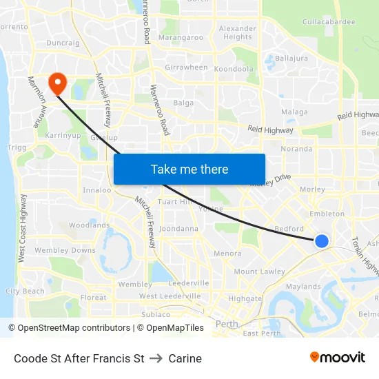 Coode St After Francis St to Carine map