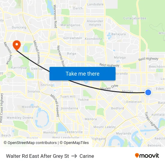 Walter Rd East After Grey St to Carine map