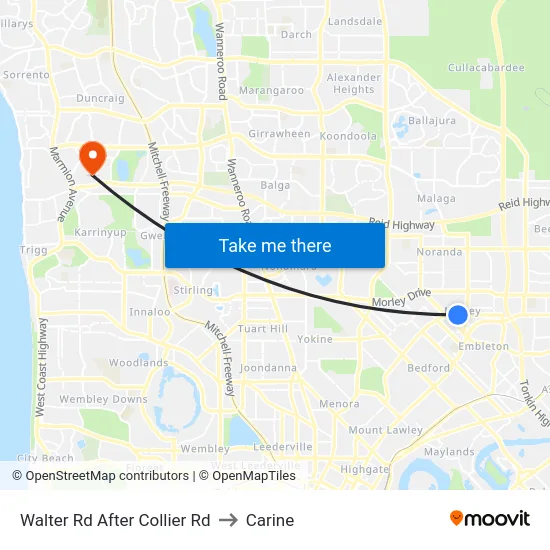 Walter Rd After Collier Rd to Carine map