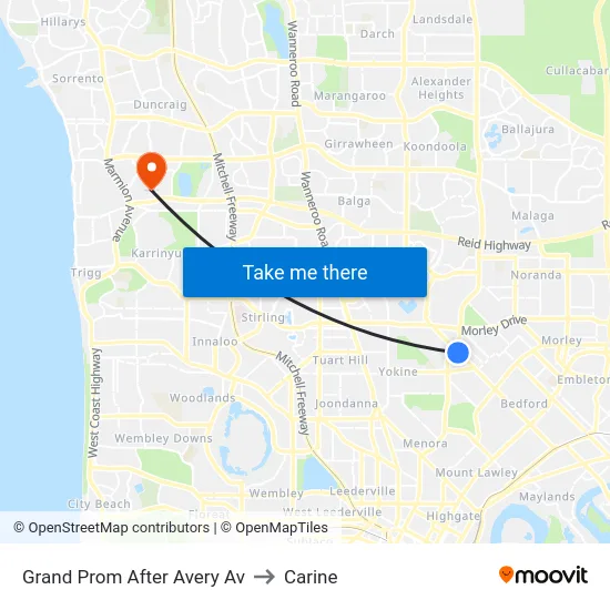 Grand Prom After Avery Av to Carine map