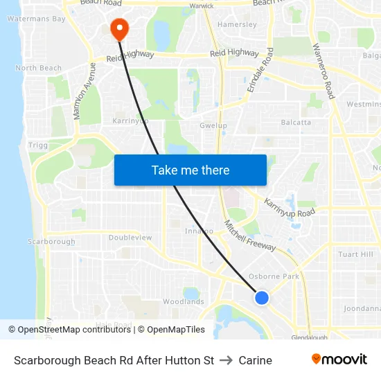 Scarborough Beach Rd After Hutton St to Carine map