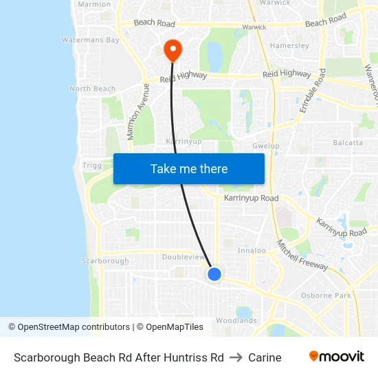 Scarborough Beach Rd After Huntriss Rd to Carine map
