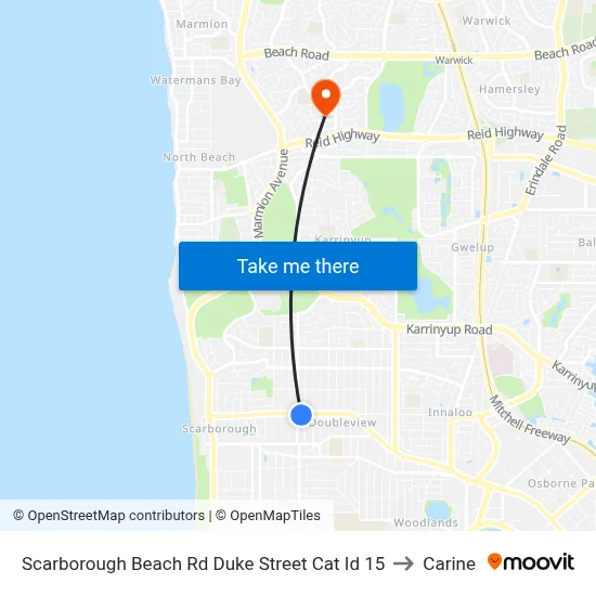 Scarborough Beach Rd Duke Street Cat Id 15 to Carine map