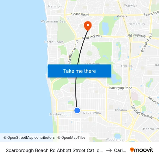 Scarborough Beach Rd Abbett Street Cat Id 16 to Carine map