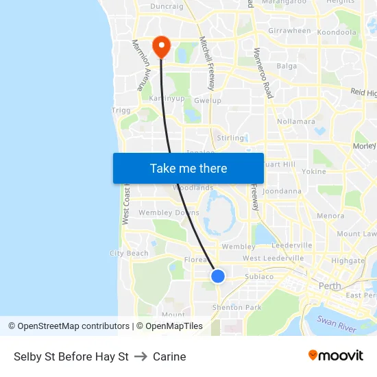 Selby St Before Hay St to Carine map