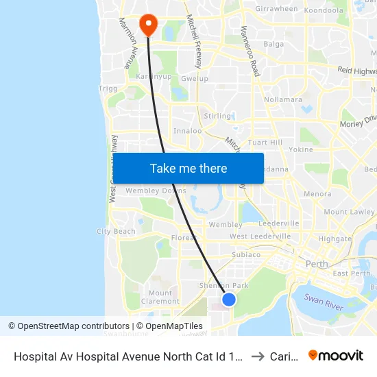 Hospital Av Hospital Avenue North Cat Id 114 to Carine map
