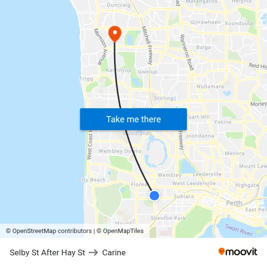 Selby St After Hay St to Carine map