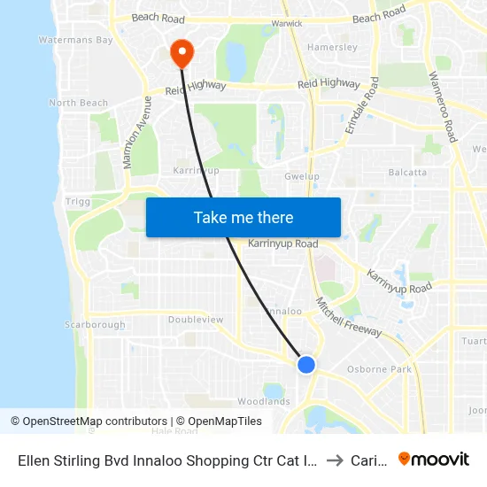 Ellen Stirling Bvd Innaloo Shopping Ctr Cat Id 35 to Carine map