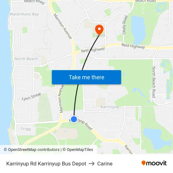 Karrinyup Rd Karrinyup Bus Depot to Carine map