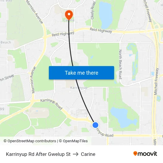 Karrinyup Rd After Gwelup St to Carine map