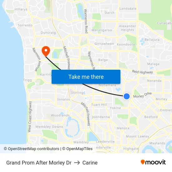 Grand Prom After Morley Dr to Carine map