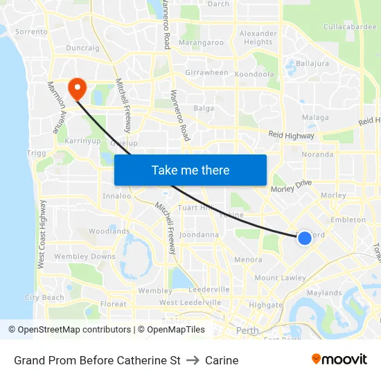 Grand Prom Before Catherine St to Carine map