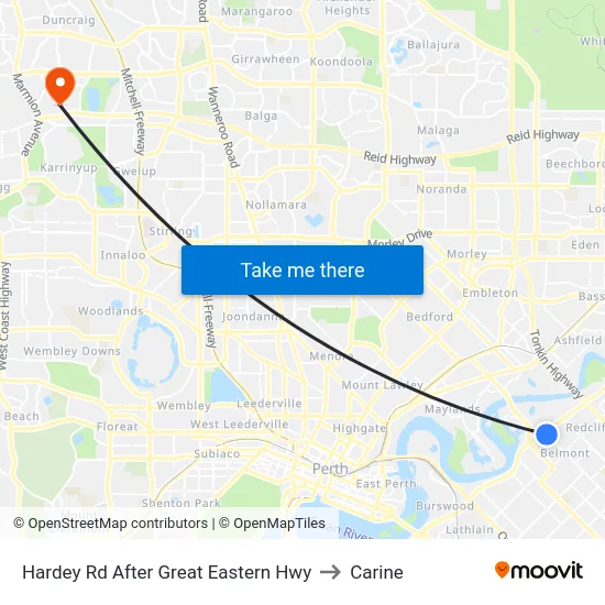 Hardey Rd After Great Eastern Hwy to Carine map