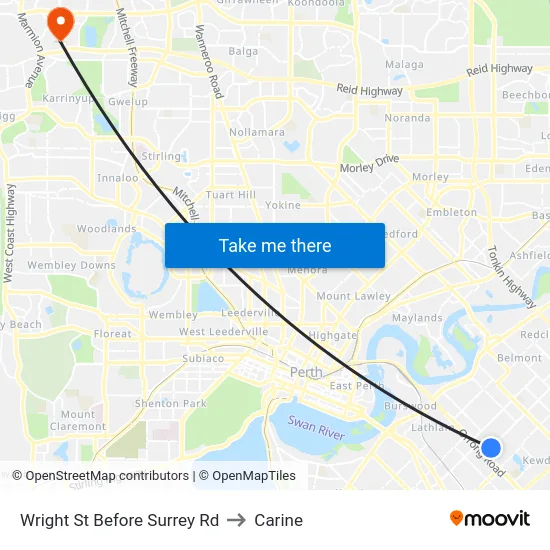 Wright St Before Surrey Rd to Carine map