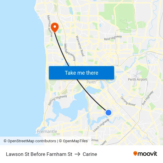 Lawson St Before Farnham St to Carine map