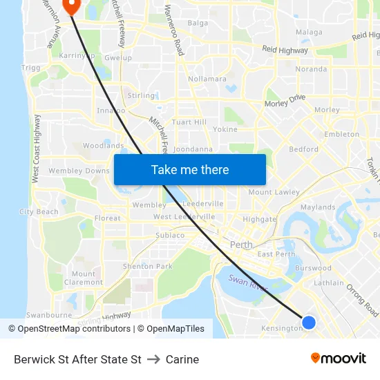Berwick St After State St to Carine map