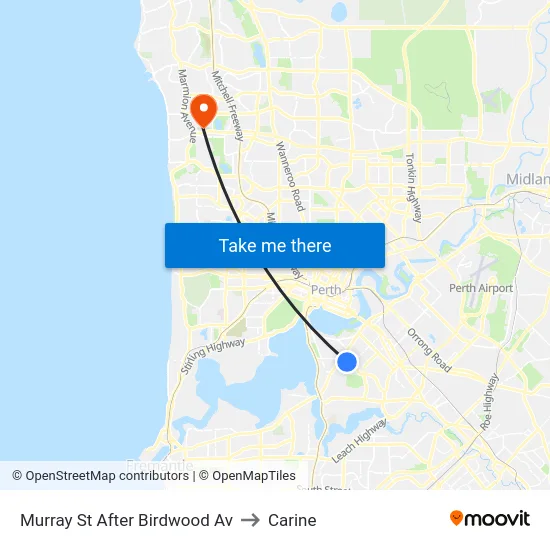 Murray St After Birdwood Av to Carine map