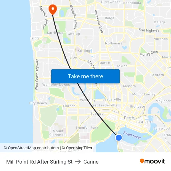 Mill Point Rd After Stirling St to Carine map
